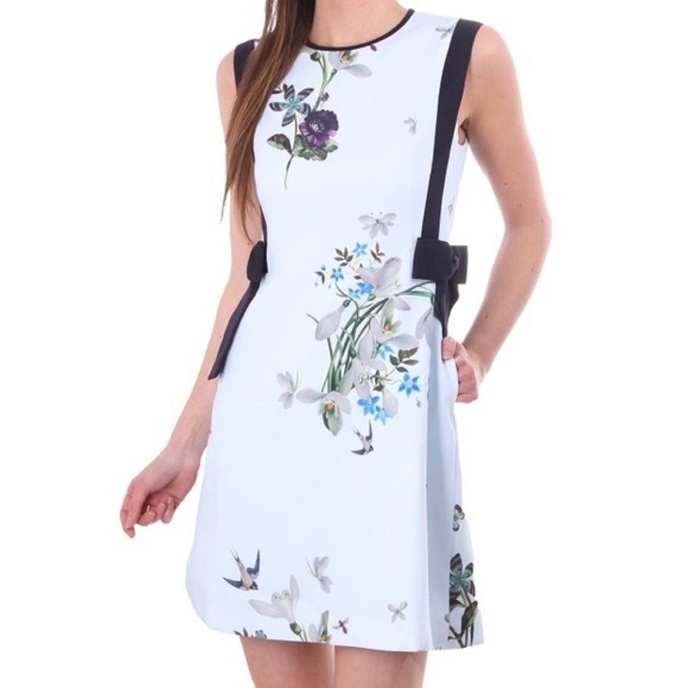 Ted Baker Sipnela Bow Dress Ted size 0. Black trim added to hem for length.